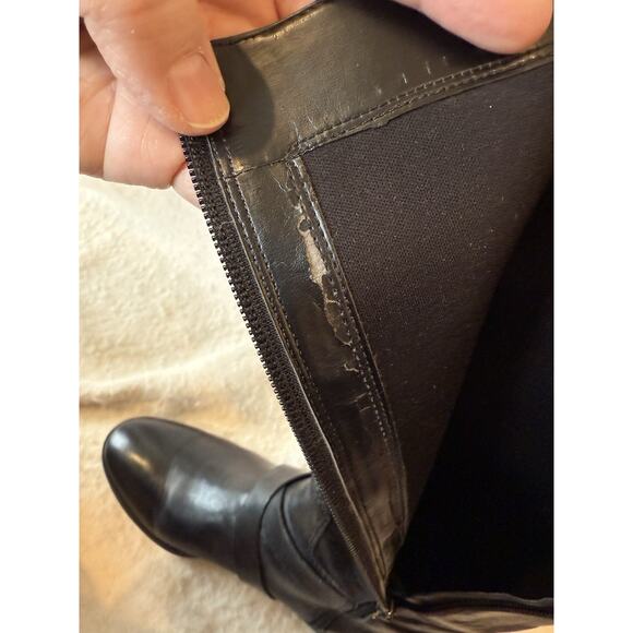 Nine West Women’s 10 Blogger Harness Riding Boots Mid Calf Black Leather Preppy - Picture 13 of 13